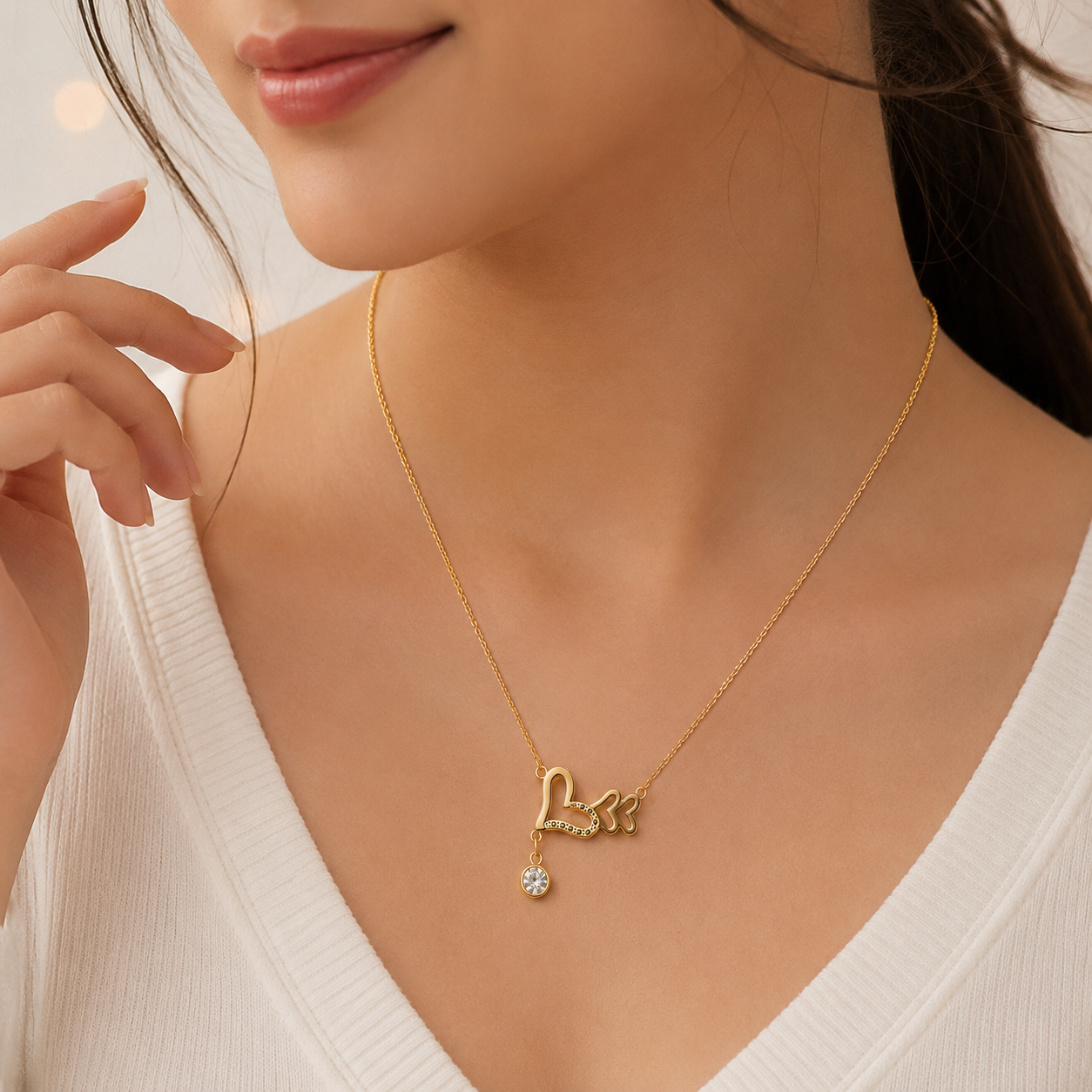 Cupid’s Arrow Heart Crystal Drop Necklace